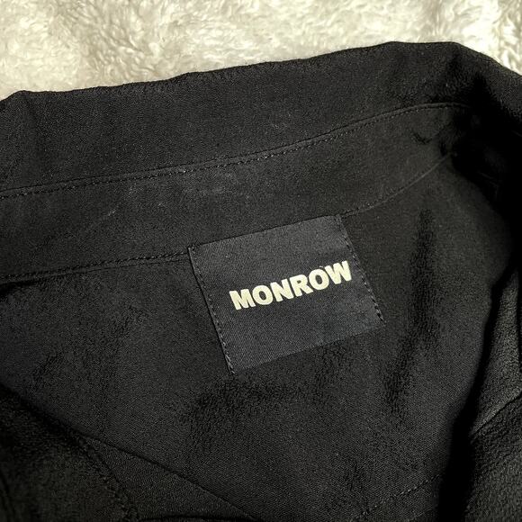MONROW Black Hidden Button Up Jumpsuit Pantsuit Longsleeve Extra Small XS Jogger - Picture 3 of 8